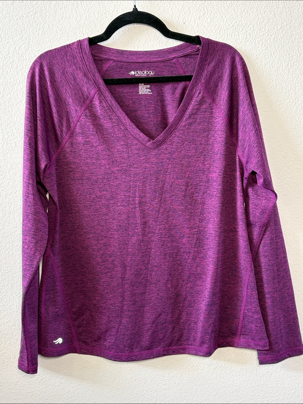 Ideology Purple Heather Long Sleeve V-Neck Active Top